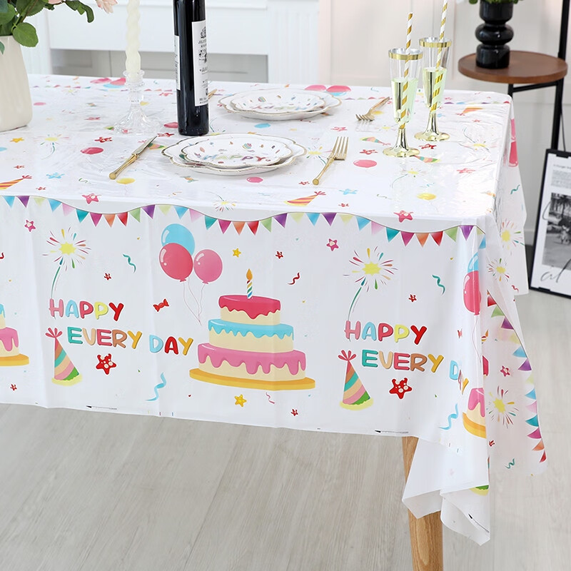 Fantasy birthday party tablecloth children's party layout dessert table decoration disposable six-piece cloth plastic long colorful five-pointed star tablecloth