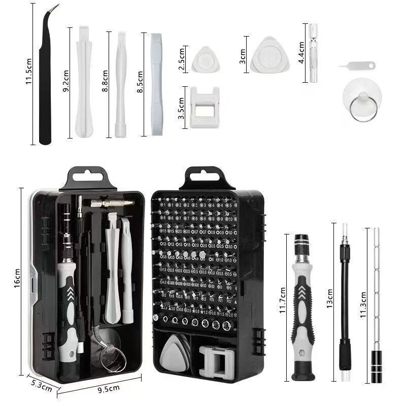 Xiaomi's same 25-in-1 small screwdriver set for disassembling mobile phones, tablets, glasses, repair tools, precision cross shaped 115-in-1 black
