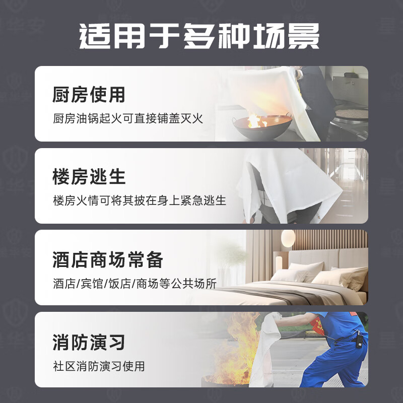 Xinghuaan Fire Blanket Fire Blanket First Aid Commercial Kitchen Home National Fire Certification Glass Fiber Emergency Escape Blanket 1.5*1.5 Meter