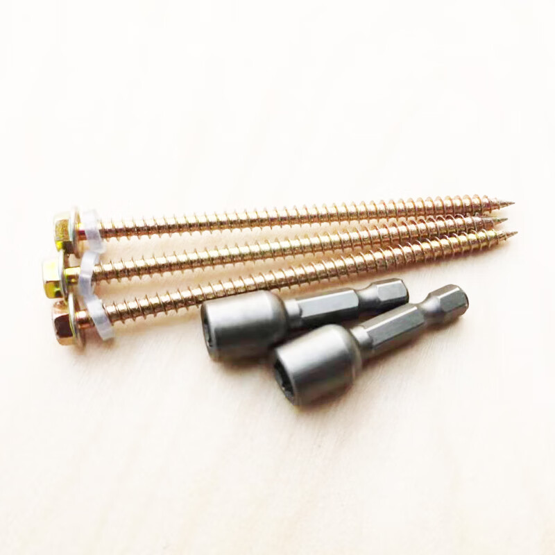 FHJQB wood screw self-tapping screw for wood outer hexagonal tip drill tail screw resin tile color steel tile cutting tail notch non-standard 5.0*125 (150 pcs/box half thread)