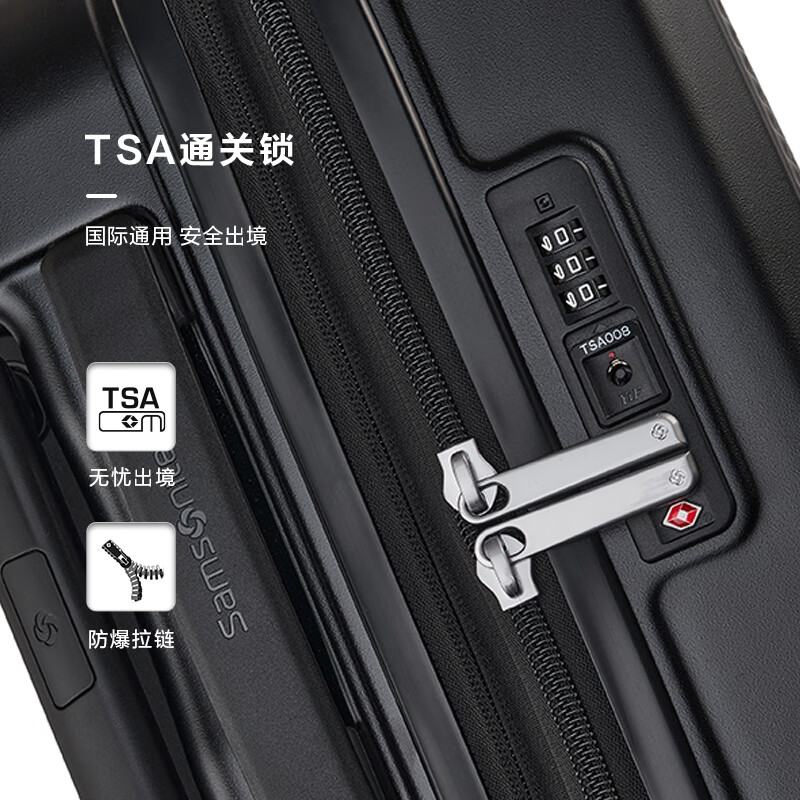 Samsonite luggage 25-inch trolley case student expandable travel luggage UF7 black check-in box