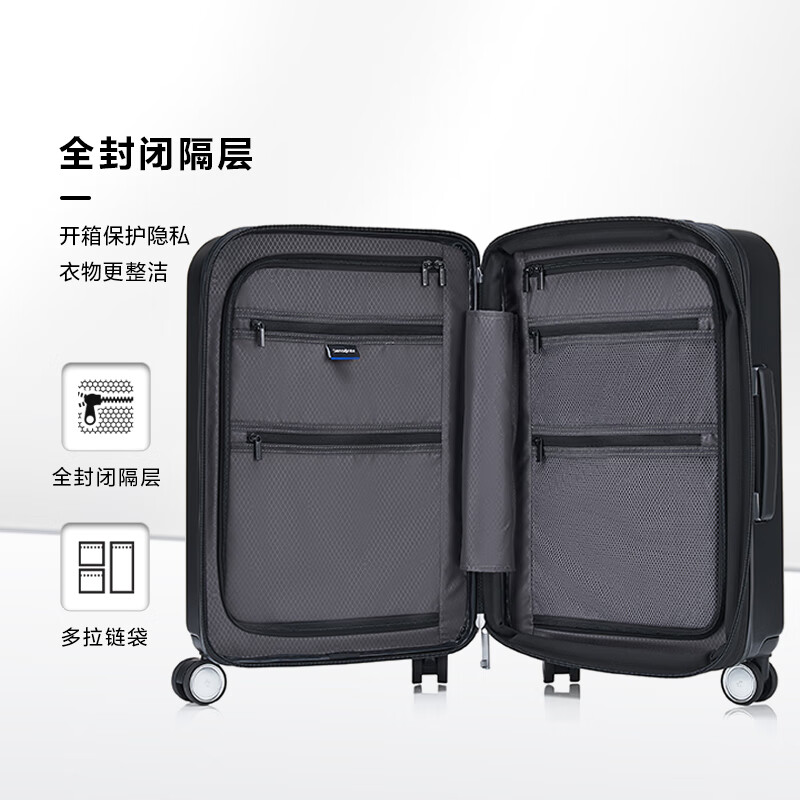 Samsonite luggage 25-inch trolley case student expandable travel luggage UF7 black check-in box
