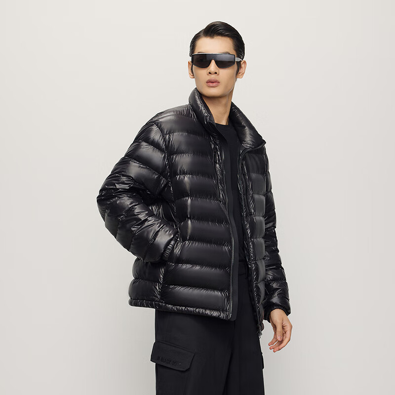 Govan Black Gold Goose Down Jacket Small Black Gold 5.0 Stand Collar Versatile 2025 New Men's Short Jacket Black XL