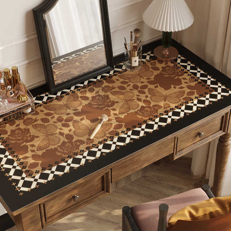 Ruidan dressing table table mat, antique style waterproof and oil-proof, no-wash tablecloth, TV cabinet, sideboard table mat, countertop protection mat, Heman 60*120CM, high temperature anti-scalding, no curling
