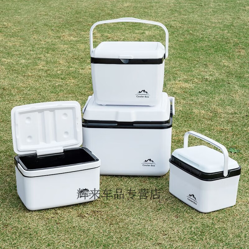 Free ice pack, insulated box, commercial stall, portable car, outdoor camping, fresh-keeping, picnic, portable cold storage, 18 liters, white - insulated box, free 2 ice boxes + 8 ice bags