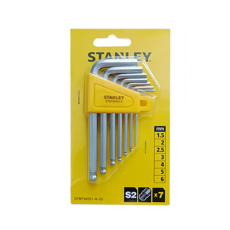 Stanley (STANLEY) 7-piece set of metric short handle ball head hexagonal wrench 1.5-6mm combination hexagonal screwdriver STMT94551