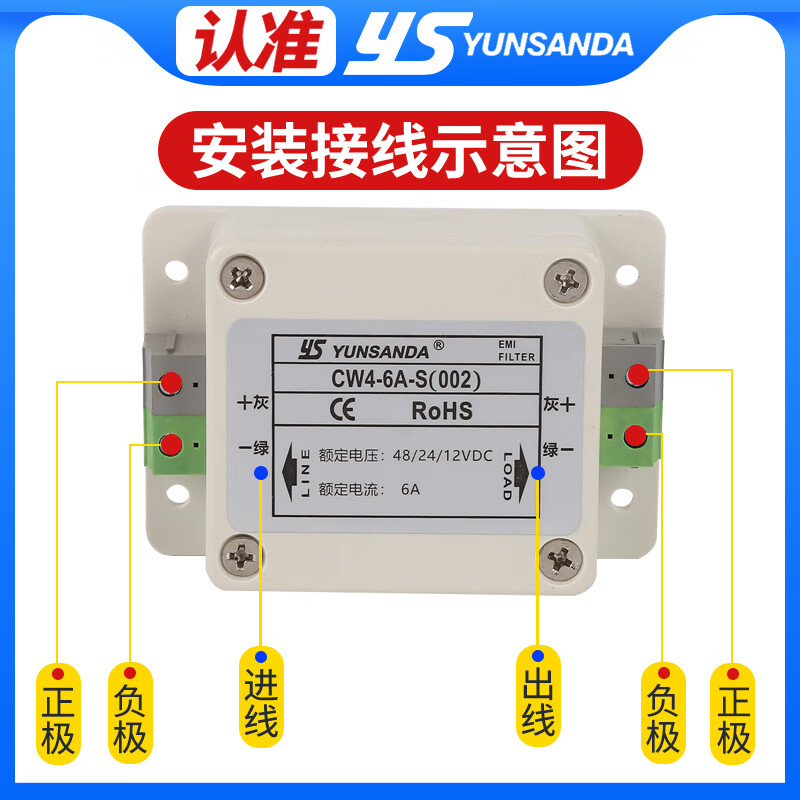 YUNSANDA DC DC power filter 220V anti-interference harmonic signal EMI purifier CW4L2 CW420AS (002) single-stage DC