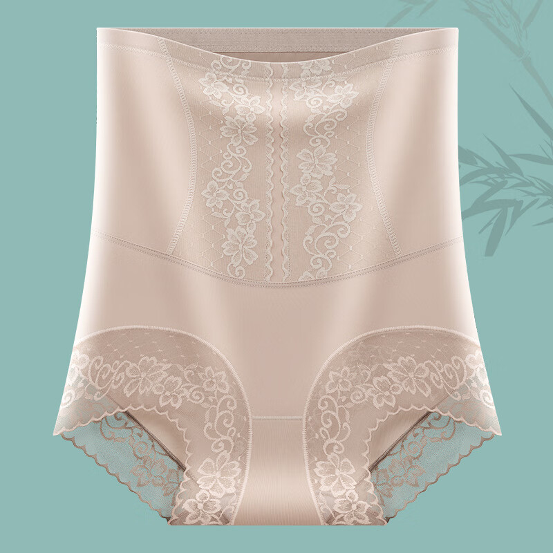 Guangdong Puning Tummy Control Panties Women's Strong Shaping Waist Body Pants Ice Silk Seamless High Waist Tummy Control Butt Lifting Pants 3 Black + Champagne L Recommended 100-120 catties