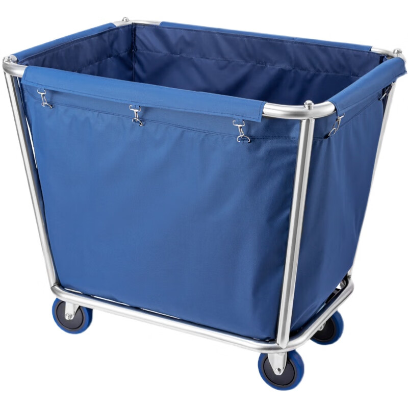 Shop hotel guest room thickened stainless steel linen cart room entrance cart collection cart storage trolley linen bag assembly 4-inch linen cart (blue)