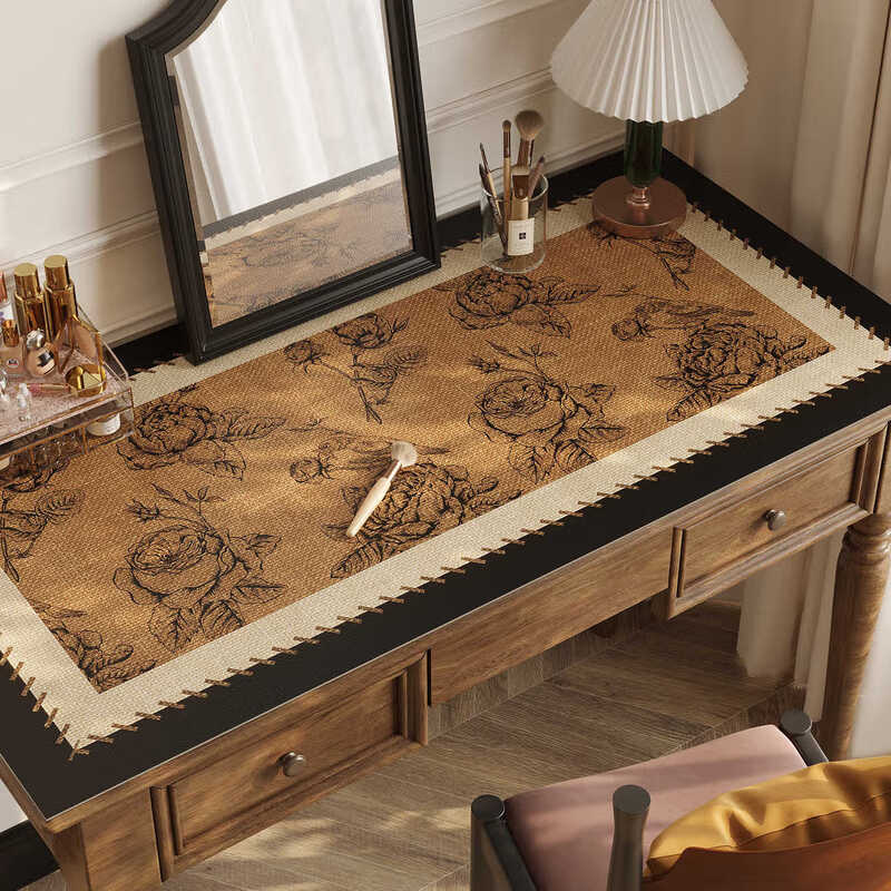 Ruidan dressing table table mat, antique style waterproof and oil-proof, no-wash tablecloth, TV cabinet, sideboard table mat, countertop protection mat, Heman 60*120CM, high temperature anti-scalding, no curling