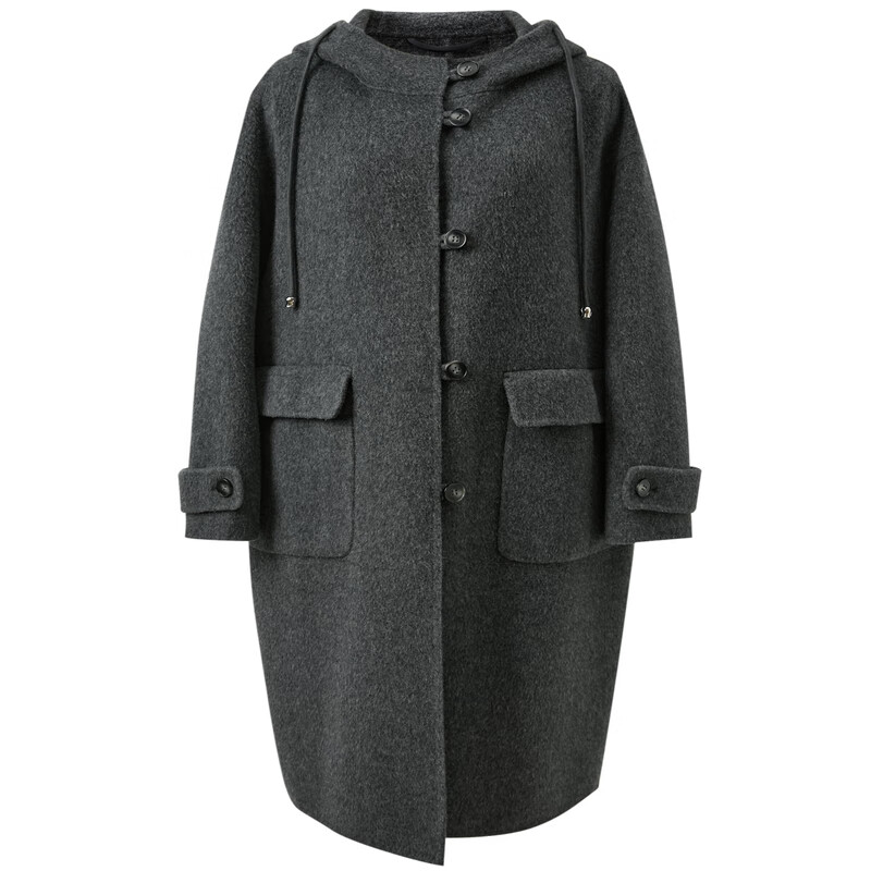 Tricolor 100 sheep wool 2025 winter new hooded double-sided woolen coat long woolen coat M