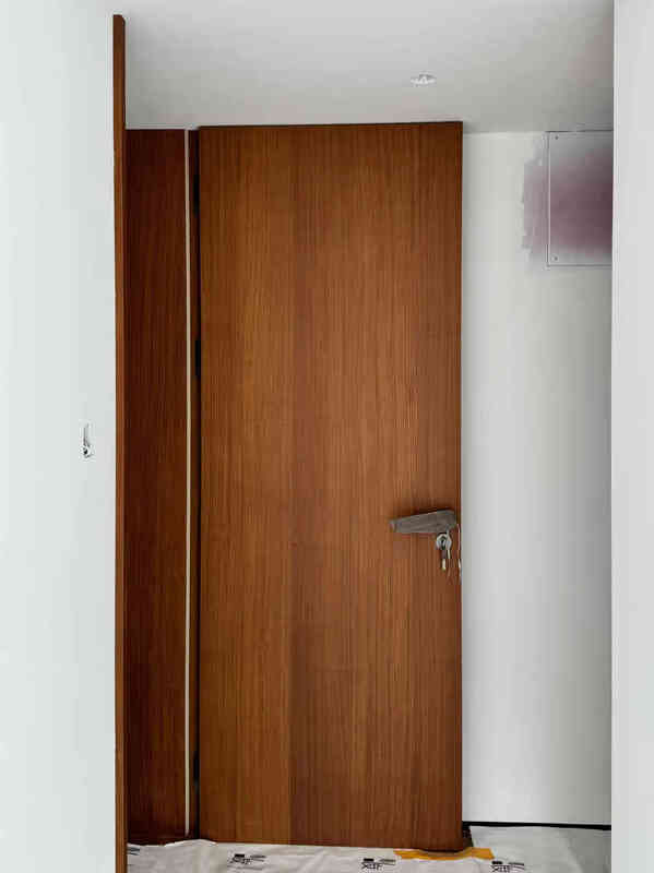 MEXUEER red oak wood door North American cherry wood solid wood painted door B&B room door flat plate extremely narrow door log style minimalist style cherry wood color