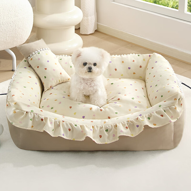 Jin Riman Princess Sofa Cat Dog House Pet Sleeping Warm Mattress All-in-One for Play and Sleep Removable and Washable Cute Princess Bed Dog House 52*37cm