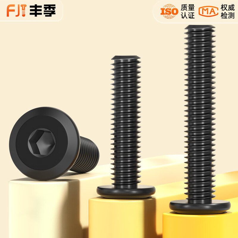 Fengji Black 304 Stainless Steel Flat Head Beveled Hexagonal Screws Bevel Flat Round Head Furniture Bolts Plywood Nails M3*8-50 pcs