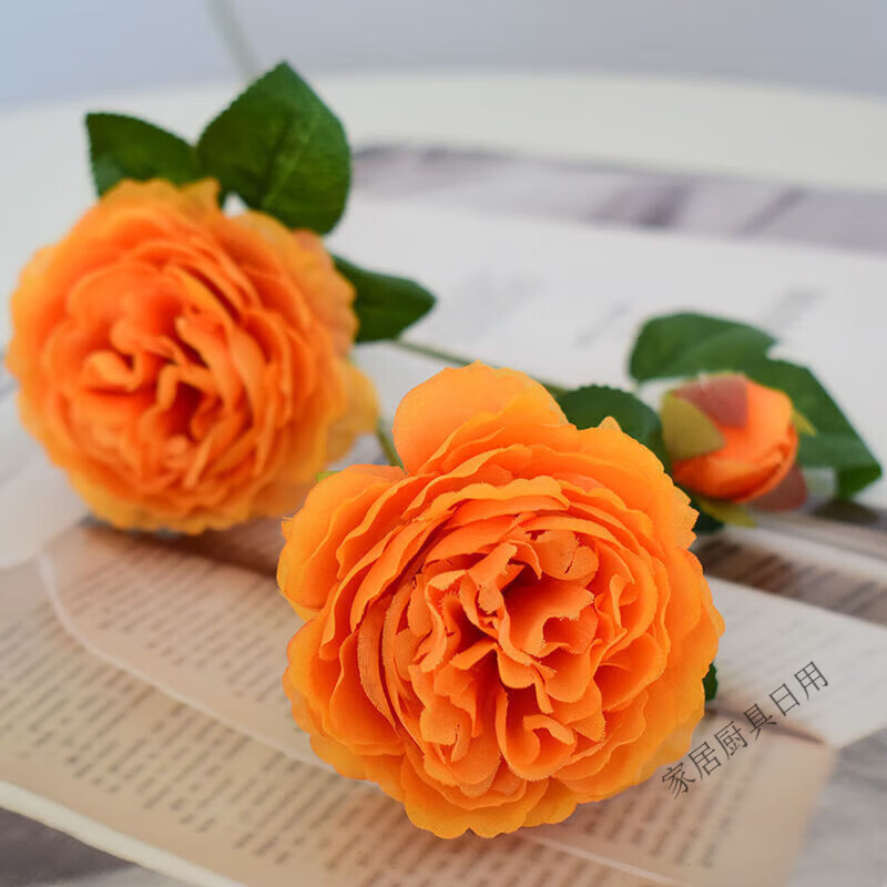 3 peonies artificial flowers wedding decoration artificial flowers artificial peonies home living room decoration flowers three peonies (orange) 1 branch