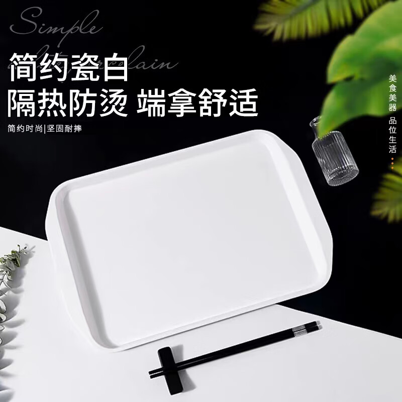 Shiyong commercial melamine binaural tray 17-inch saucer canteen kindergarten self-service square tea tray breakfast tray SY-5004