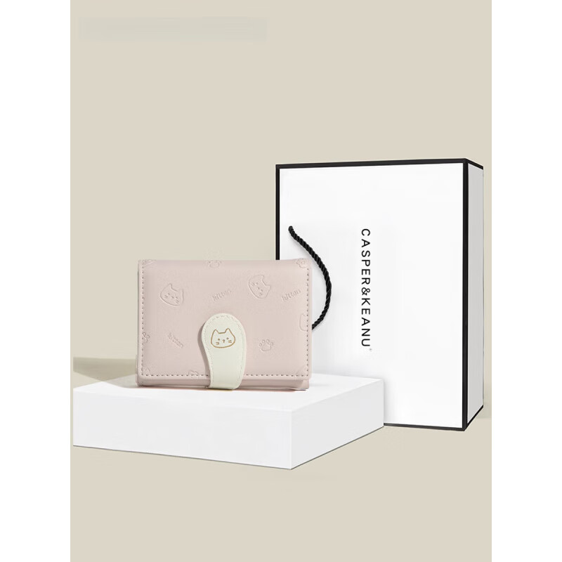 Casa-kups Birthday Gift Cute Cat Small Wallet 2025 New Women's Tri-fold Multi-Card Slot Card Holder Pink-Wallet