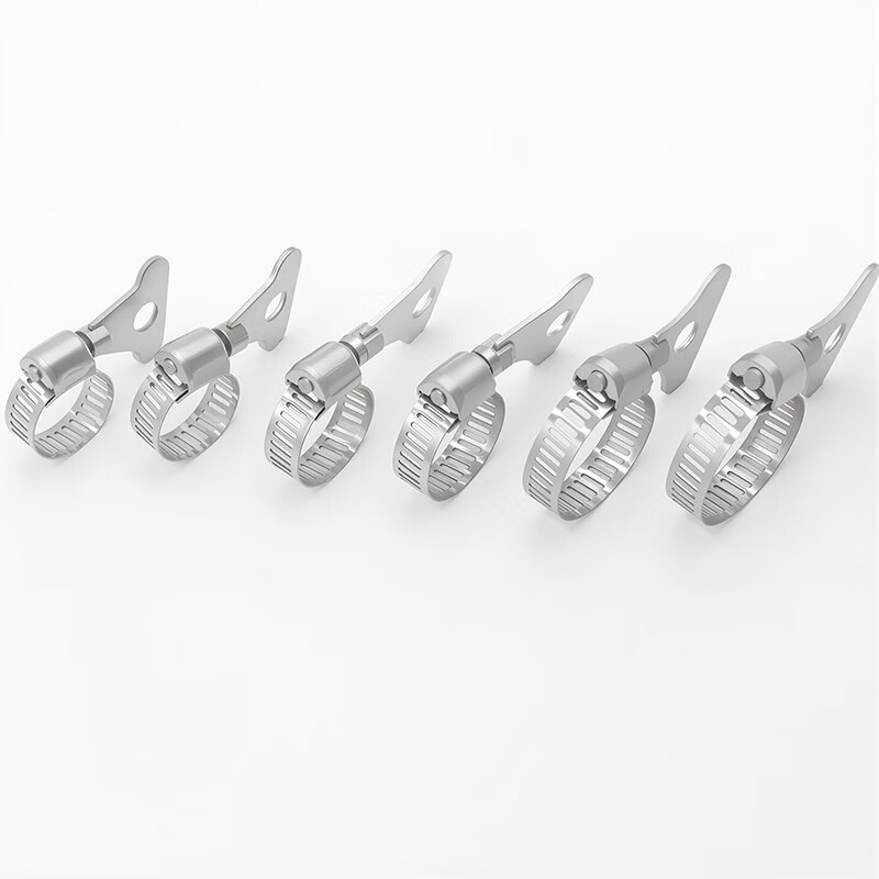 Yongli Shang 201 stainless steel handle type hoop clamp gas pipeline fixed joint hand-tight hose clamp water pipe tight clamp buckle fire-proof rust-proof and wear-resistant 32-44mm 5 pieces