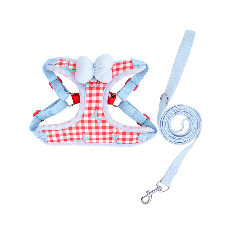 Pet Xiaoman's new dog and cat leash harness with floral bow set breathable dog leash Bichon Teddy M size