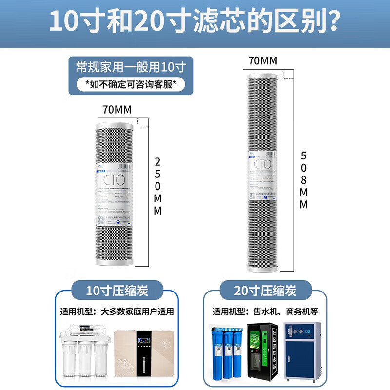 Drill core water purifier filter universal 10-inch CTO compressed carbon water purifier activated carbon filter water purifier accessories