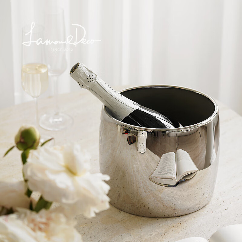 Lamomedeco new product LamomeDeco Nordic style stainless steel ice bucket champagne bucket red wine iced beer thickened ice wine island_Alan ice bucket_(high mirror polishing)