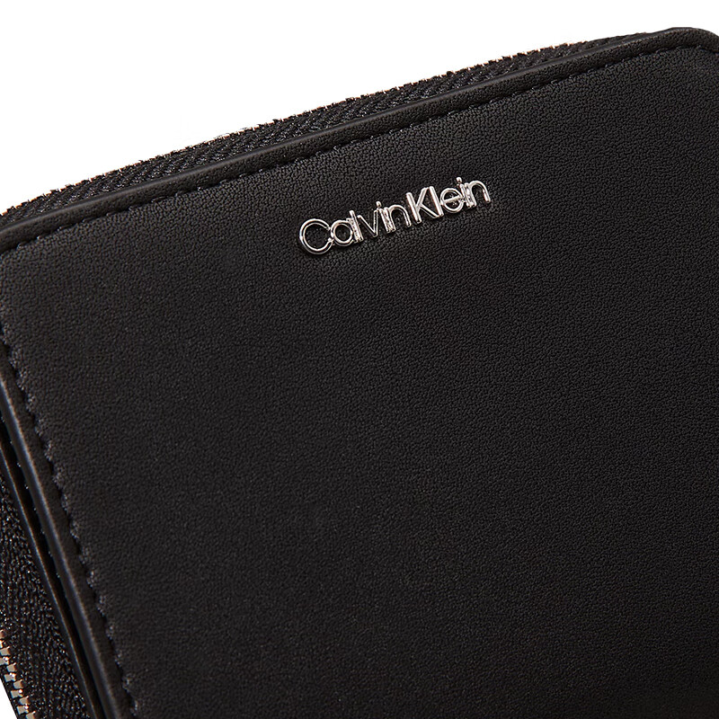 Calvin KleinCK women's bag logo zipper wallet card bag clutch K60K610300 black light luxury gift for girlfriend