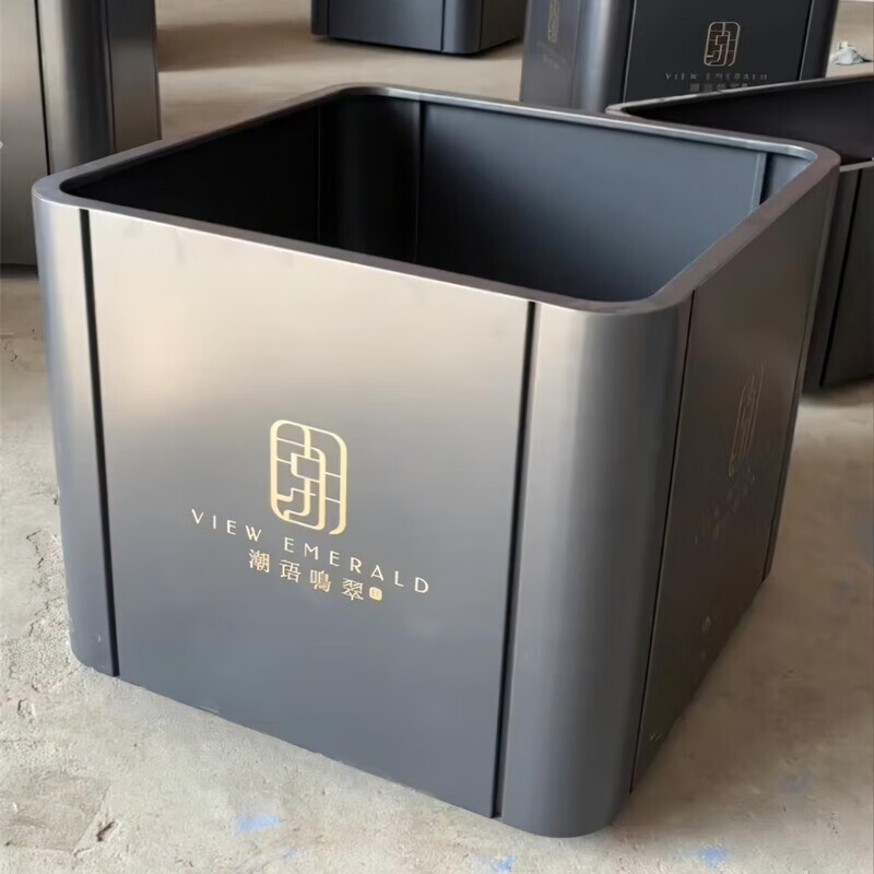 Outdoor stainless steel flower box combination square flower pool sample house display center flower trough flower pot commercial street iron art 60*width 40*height 50cm-galvanized sheet