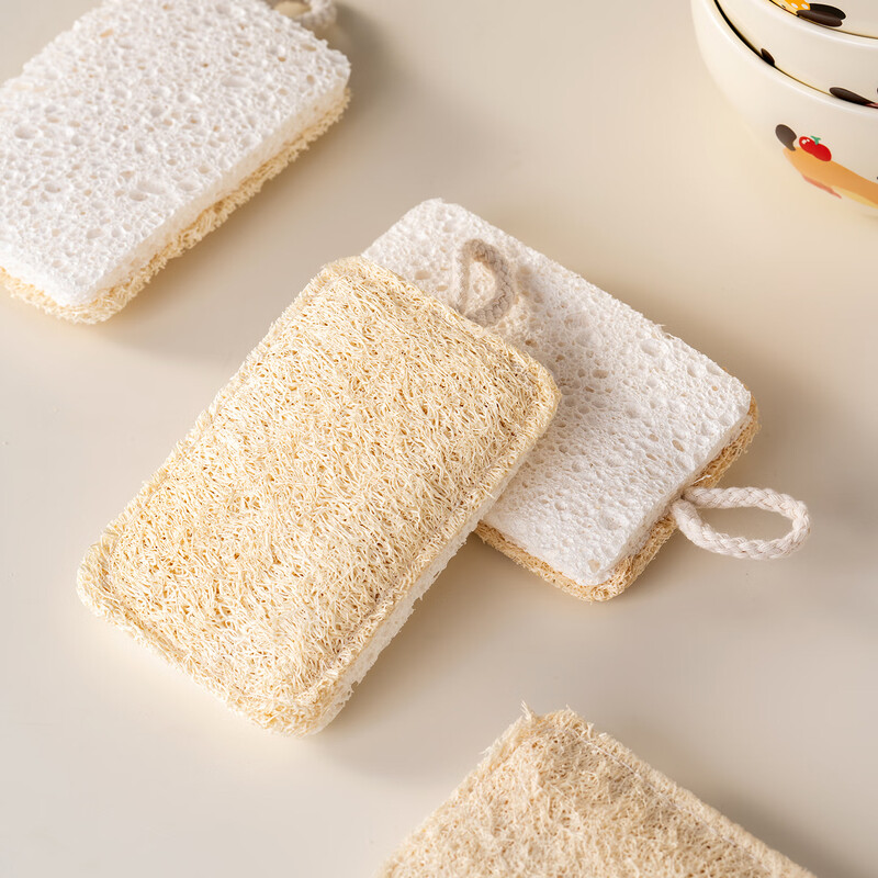 Onlycook wood pulp cotton loofah double-sided dishwashing wipe kitchen scrub pot cleaning sponge wipe magic wipe scouring pad-4 pack
