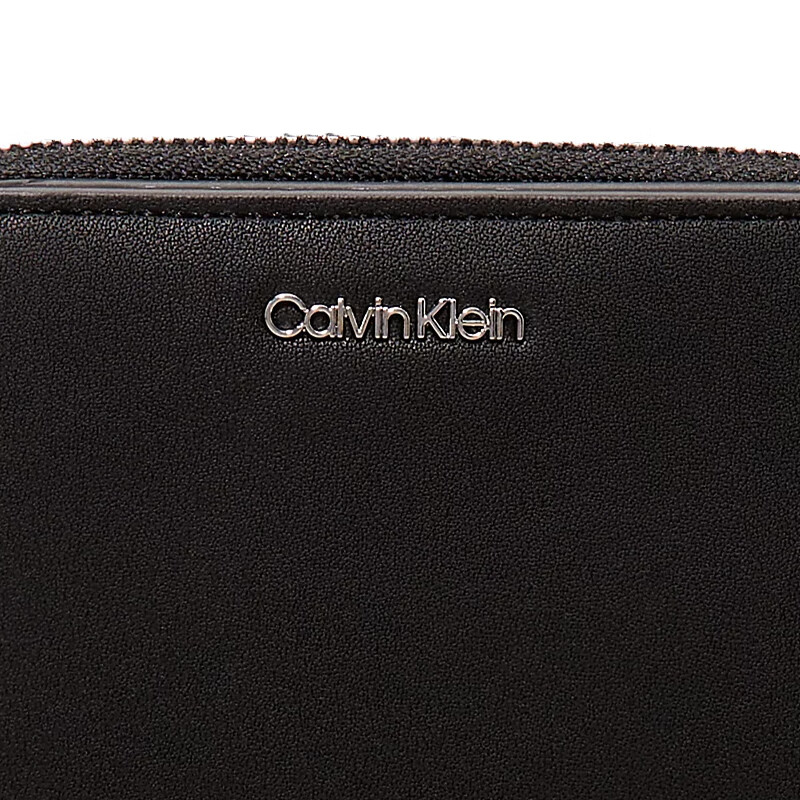 Calvin KleinCK women's bag logo zipper wallet card bag clutch K60K610300 black light luxury gift for girlfriend