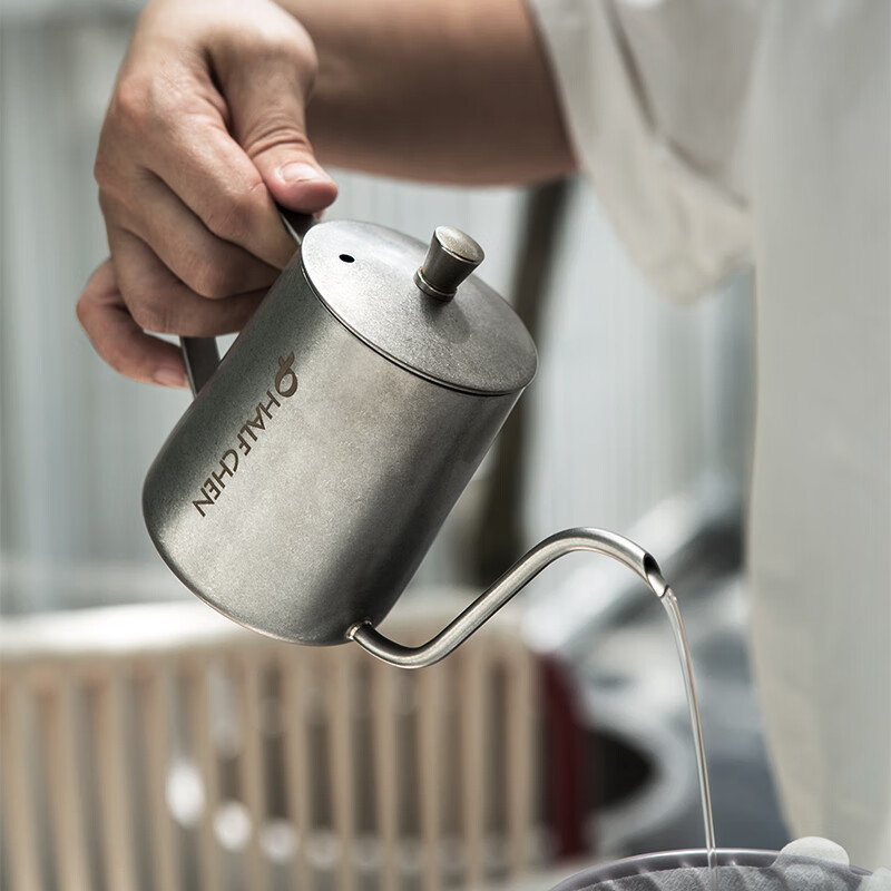 Utensil collection hand-brewed coffee pot stainless steel Japanese retro old thin mouth long mouth hanging ear coffee kettle utensils household snowflake silver thin mouth pot 370ml