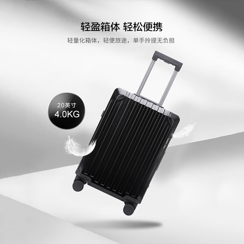Walker Shop Luggage 2026 New Boarding Trolley Case Aluminum-Magnesium Alloy Multifunctional Business Travel Suitcase Mysterious Black Upgraded Thickened Aluminum Frame 24-inch Check-in Box/All Aluminum-Magnesium Alloy