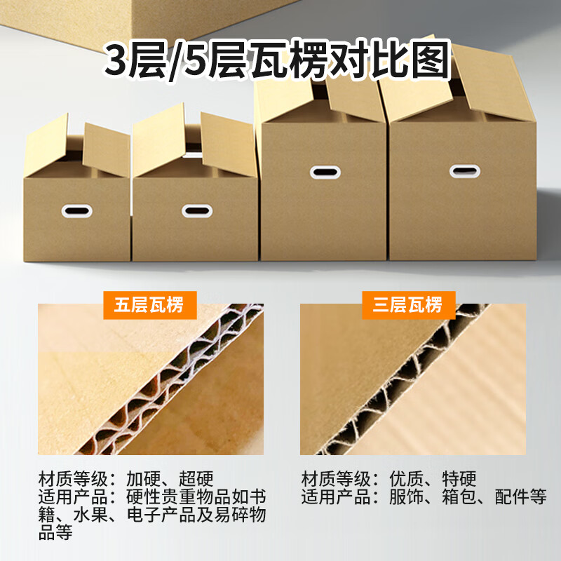 Moving cartons, extra hard, large packing cartons with buckle handles, express storage, sorting and packaging paper boxes, manufacturer wholesale, 3 pieces 70*50*50_with buckle handles_five layers of extra hard