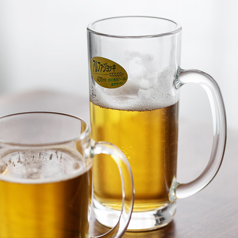 TOYO-SASAKI GLASS brand official flag Japan imported Toyo Sasaki beer glass with handle water glass glass draft beer glass drink cup cool beer glass tall style (435ml)