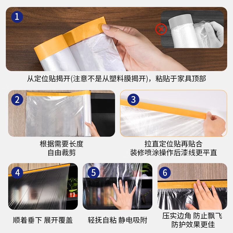 Yizhixuan disposable dust-proof film 3m*20m*1 roll dormitory dust-proof furniture decoration spray paint protection plastic film sofa cabinet dust cover