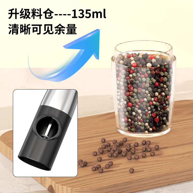 AILUKI Japanese electric pepper grinder black peppercorns sea salt white pepper seasoning household high-end automatic grinding pepper gravity sensor cooking super easy-tilt automatic grinding rechargeable model