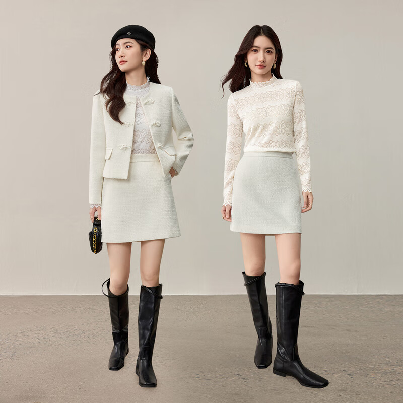 Shandubila Wear outside and inside Elegant commuting half-high collar hollow floral slim fit stretch long-sleeved lace shirt Black L 110-120 catties recommended choice