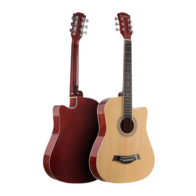 Lovebird folk guitar 38-inch beginner's entry-level guitar instrument for men and women, bright wood color