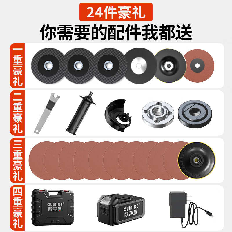 OLED 21V brushless lithium battery angle grinder multi-function rechargeable cutting machine polishing machine high power angle grinder