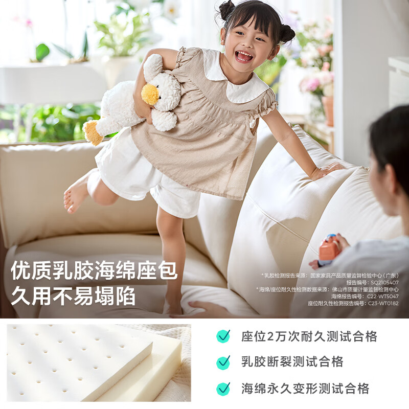 Lin's home fabric sofa living room small apartment minimalist style straight line technology cloth cream style BS103-48 hours delivery