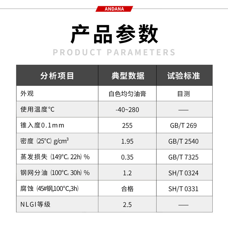 Andana perfluoropolyether high temperature resistant grease high speed bearing food grade fluorine grease PTFE low volatility no dropping point medical clean room semiconductor mold ejector grease perfluoropolyether grease GL386 200g
