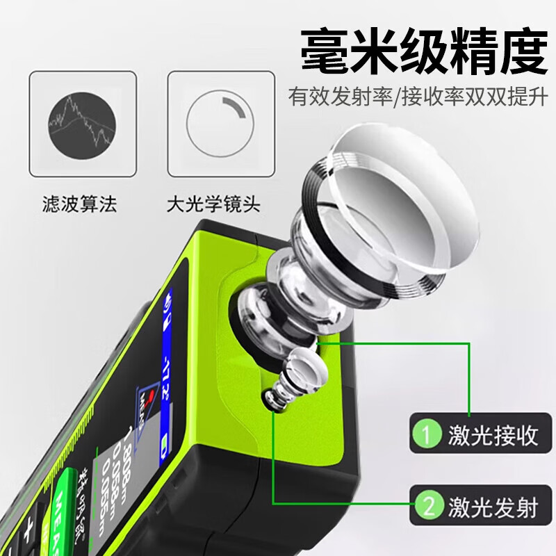 Smart Mouse Green Light Distance Meter Outdoor 100 Meter Laser Handheld Measurement Ruler Electronic Ruler Room Measurement Indoor and Outdoor Universal