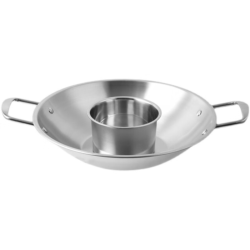 Commercial stainless steel hot pot pot, thickened mandarin duck pot, flat bottom hot pot tripod, super large capacity multi-purpose pot, hot pot pot, dry pot, flat bottom, clear soup pot 45cm
