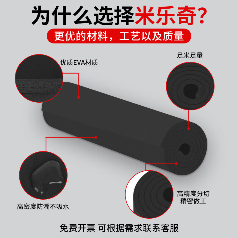 Mileqi EVA sponge pad cushioning high-density packaging foam board gift box box filled with anti-collision soundproof sponge block 1 meter wide * 2 meters long * 3 mm thick black