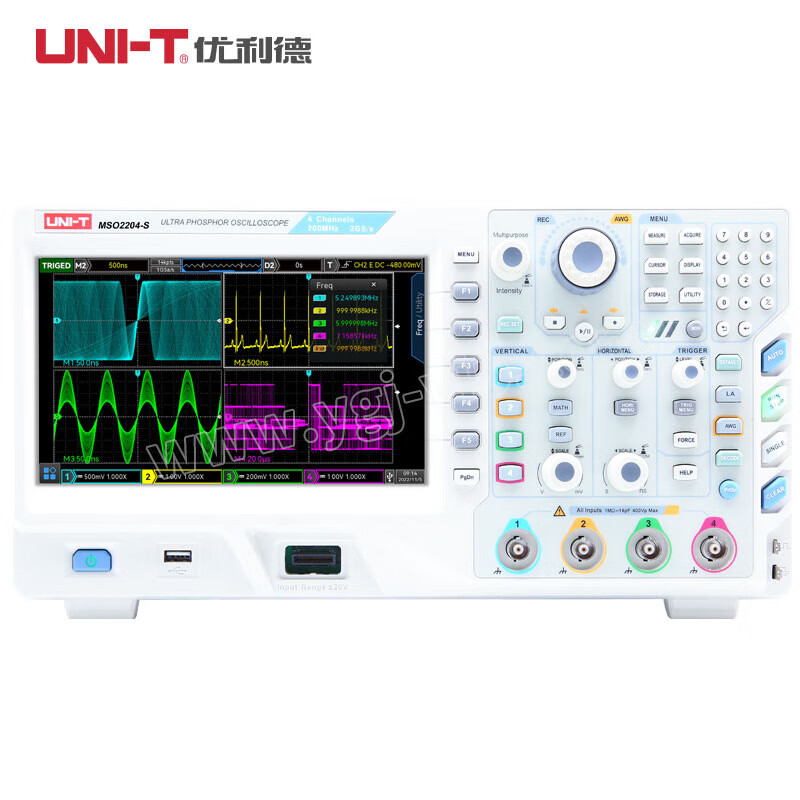 Unilide UPO2204 digital fluorescence oscilloscope MSO2104-S oscilloscope 200M dual four-channel 100M signal source MSO2102-S (100M two-channel with signal source)