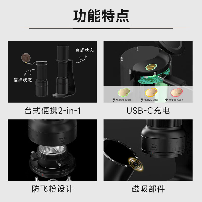 COCINARE coffee grinder hand-cranked electric all-in-one grinder coffee bean grinder DUO B38 Pro ten blades