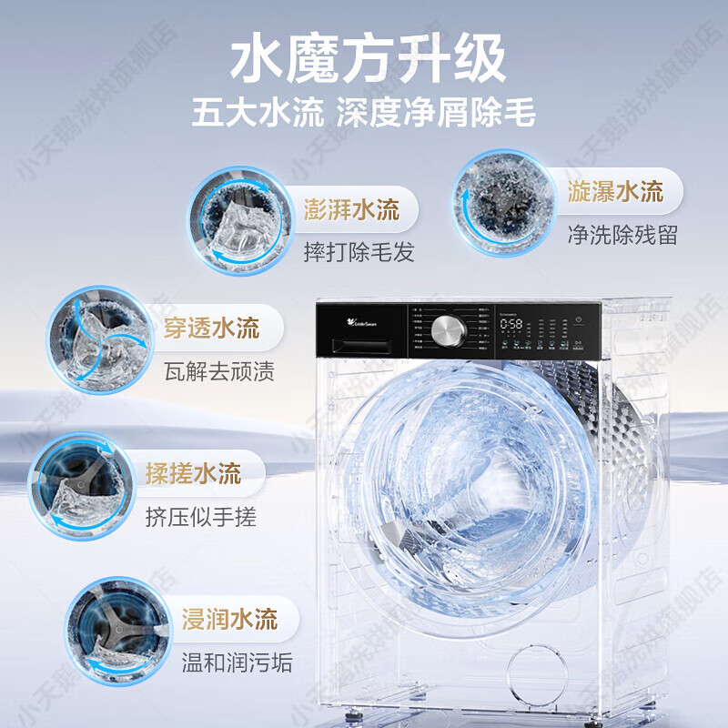 LittleSwan drum washing machine Xiaowumei 3.0 fully automatic washing/drying all-in-one ultra-thin flat screen fully embedded 10kg water cube first-class energy efficiency home appliance subsidy small steel cannon new 3.0 light version washing and drying whirlpool cold water wash SC08PRO