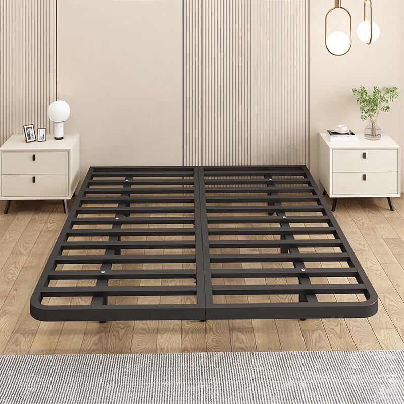 Mengyier suspended bed simple Italian minimalist tatami row frame double master bedroom iron bed suspended bed frame upgraded rounded corners suspended black bed (bold and thickened 1000mm*2000mm