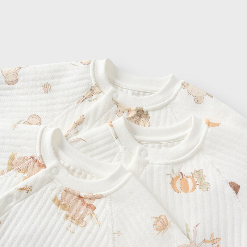 Tongtai (TONGTAI) baby jumpsuit autumn and winter pure cotton warm baby clothes newborn romper pajamas coffee color 73cm