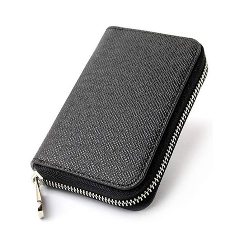 Casa-kups new cross pattern short zipper small wallet female students men's card holder coin purse trend new #sheepskinwoven black