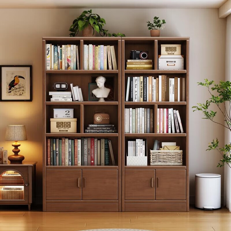 Jiayi solid wood bookshelf storage rack floor-to-ceiling one wall bedroom bookcase living room storage rack simple shelf